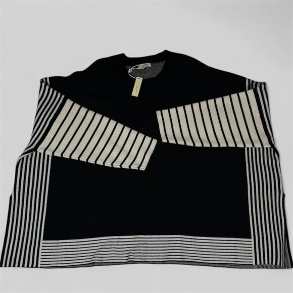 Max Studio London Women’s Oversized Striped Cape Sweater, Size -L - Picture 8 of 11